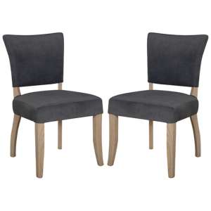 Dukes Dark Grey Velvet Dining Chairs With Wooden Frame In Pair