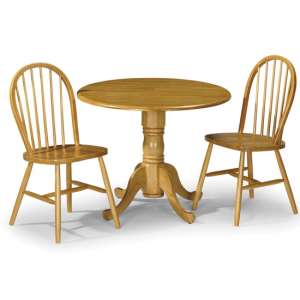 Damara Round Honey Wooden Dining Table With 2 Chairs