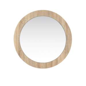 Dunic Round Wall Bedroom Mirror In Sonoma Oak Frame
