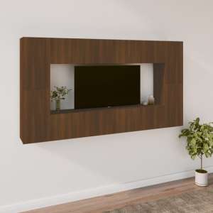 Dunixi Wooden Living Room Furniture Set In Brown Oak