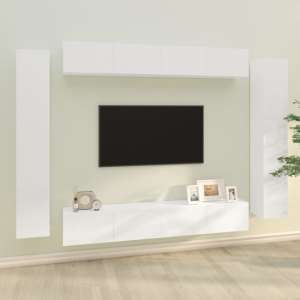 Dunlap High Gloss Living Room Furniture Set In White