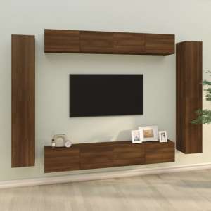 Dunlap Wooden Living Room Furniture Set In Brown Oak
