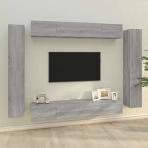 Dunlap Wooden Living Room Furniture Set In Grey Sonoma Oak