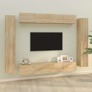 Dunlap Wooden Living Room Furniture Set In Sonoma Oak