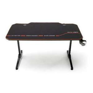 DxRacer Wooden Three Piece Gaming Desk In Black With LED Lights
