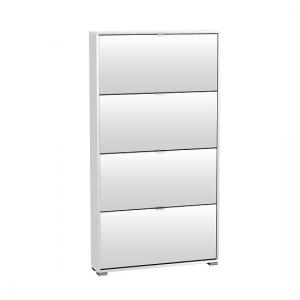 Dylan Wooden Tall Shoe Cabinet In Pearl White