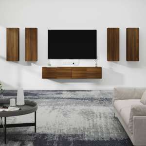 Dyllis Wooden Living Room Furniture Set In Brown Oak