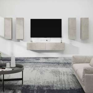 Dyllis Wooden Living Room Furniture Set In Concrete Effect
