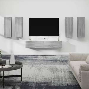 Dyllis Wooden Living Room Furniture Set In Grey Sonoma Oak