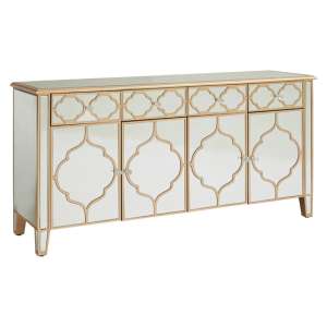 Dziban Mirrored Glass Sideboard With 4 Doors 4 Drawers In Gold