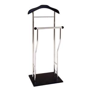 Eagar Metal Valet Stand In Chrome With Black Wooden Base