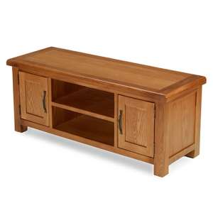 Earls Wooden Large TV Unit In Chunky Solid Oak