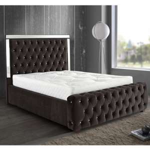 Eastcote Plush Velvet Mirrored Super King Size Bed In Brown