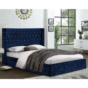Eastlake Crushed Velvet Small Double Bed In Blue