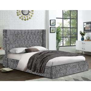 Eastlake Crushed Velvet Small Double Bed In Grey