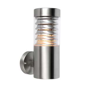 Eaves Clear Polycarbonate Wall Light In Brushed Stainless Steel