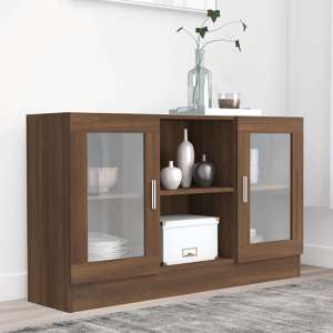 Ebru Wooden Display Cabinet With 2 Doors In Brown Oak