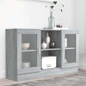 Ebru Wooden Display Cabinet With 2 Doors In Grey Sonoma Oak