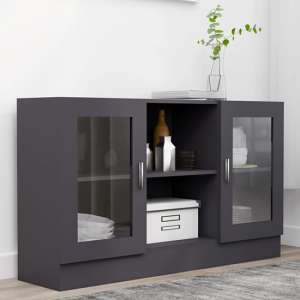 Ebru Wooden Display Cabinet With 2 Doors In Grey