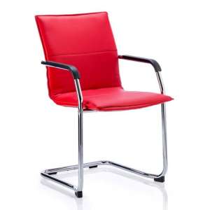 Echo Leather Cantilever Office Visitor Chair In Red With Arms