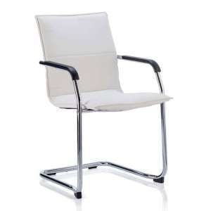 Echo Leather Cantilever Office Visitor Chair In White With Arms