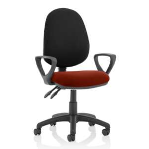 Eclipse II Black Back Office Chair In Chilli With Loop Arms