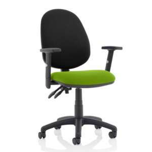 Eclipse II Black Back Office Chair In Green And Adjustable Arms