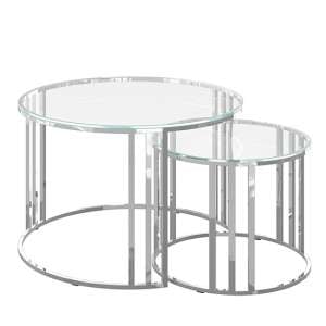 Eakley Set Of 2 Glass Coffee Tables With Stainless Steel Legs