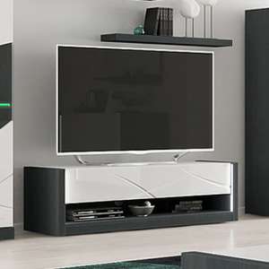 Eclypse TV Stand In Dark Grey And White Gloss With 2 Drawers