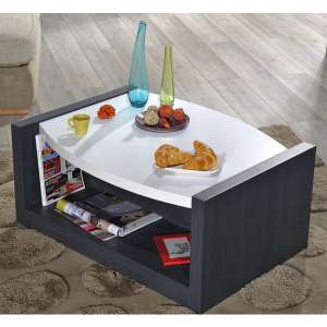 Eclypse Wooden Coffee Table In Dark Grey And White High Gloss