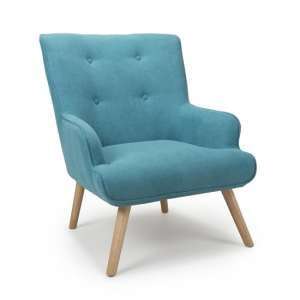Cochen Fabric Armchair In Chenille Effect Turquoise Blue