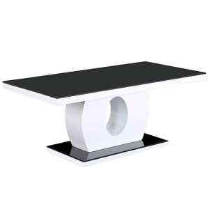 Edenhall Glass Coffee Table In Black And White High Gloss