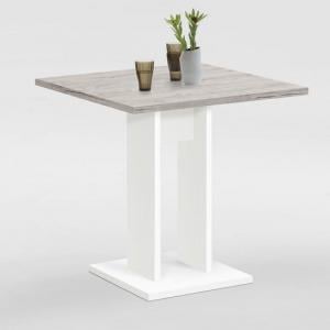 Eiffel Wooden Dining Table Square In Sand Oak And White