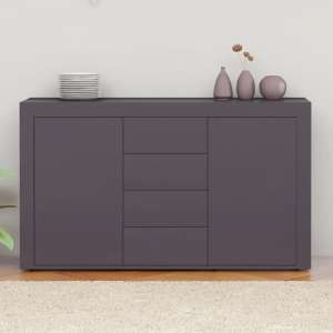 Einar High Gloss Sideboard With 2 Doors 4 Drawers In Grey
