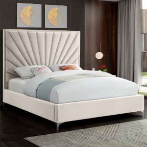 Einod Plush Velvet Upholstered Small Double Bed In Cream