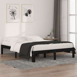 Eliada Solid Pinewood King Size Bed In Black