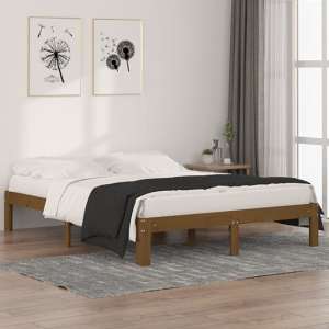 Eliada Solid Pinewood King Size Bed In Honey Brown