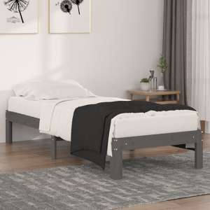 Eliada Solid Pinewood Small Single Bed In Grey