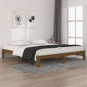 Eliada Solid Pinewood Super King Size Bed In Honey Brown