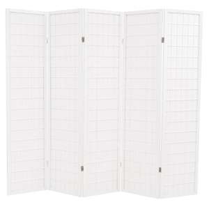 Elif Folding 5 Panels 200cm x 170cm Room Divider In White