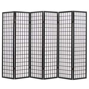 Elif Folding 6 Panels 240cm x 170cm Room Divider In Black