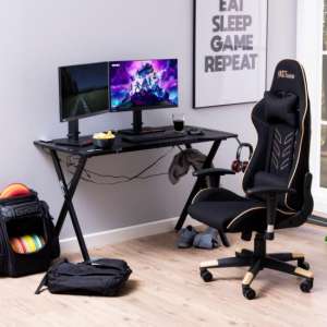 Elijone Gaming Computer Desk In Black Carbon Effect