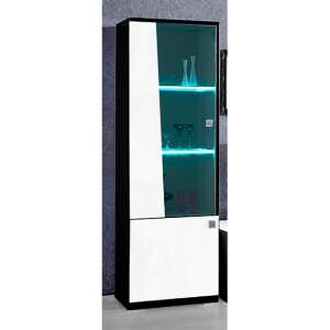 Elisa LED 2 Doors Gloss Display Cabinet In Black And White