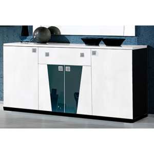 Elisa Gloss Sideboard In Black And White With 4 Doors 1 Drawer