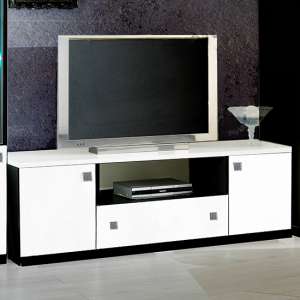 Elisa TV Stand In Black And White Gloss With 2 Doors 1 Drawer