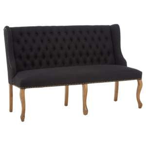 Elkurud Fabric Hallway Seating Bench With Oak Legs In Black