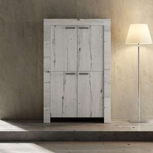 Ellie Wooden Storage Cabinet In White Oak With 4 Doors