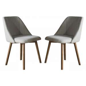 Elliot Natural Fabric Dining Chairs In Pair