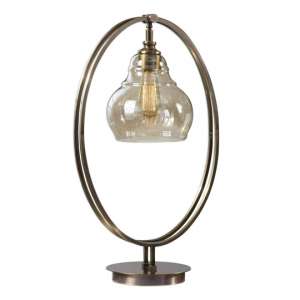 Elliptical Dark Antique Brass Table Lamp