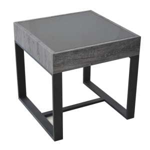 Ellis Glass End Table With Natural Black Legs